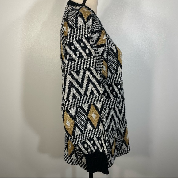 Vintage Diane Von Furstenberg Metallic Abstract Print Knit Sweater Size Large - Picture 6 of 11